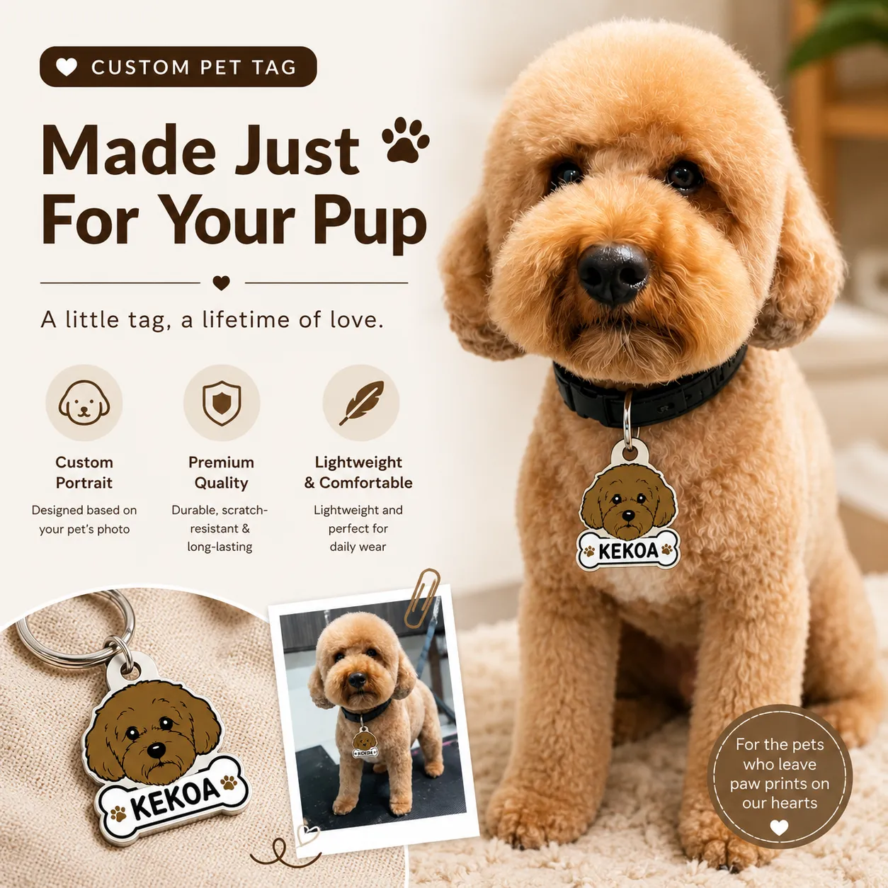 Custom Pet Portrait Dog Tag