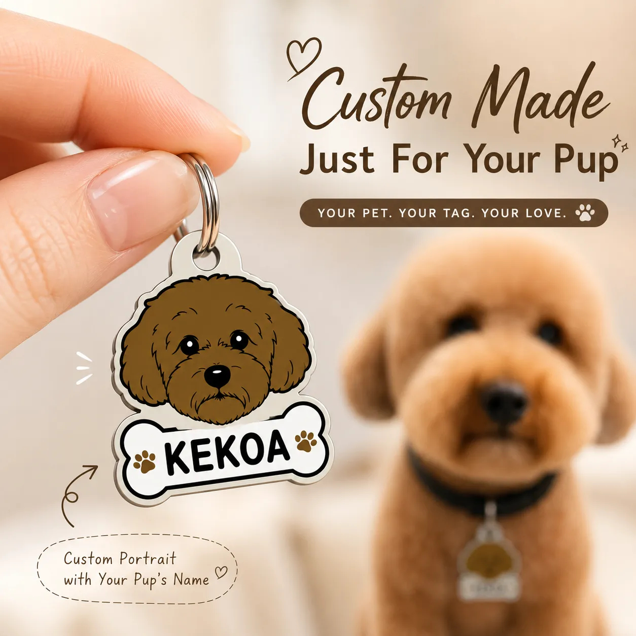 Custom Pet Portrait Dog Tag